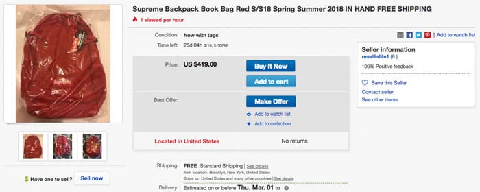 Supreme Backpack on ebay
