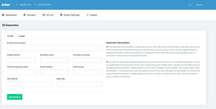 Skimmer creation widget with easily customizable checkout page form fields