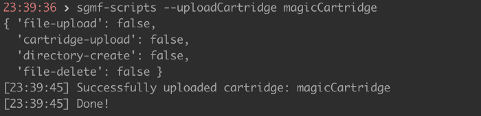 running npm run uploadCartridge instead of using the CLI tools